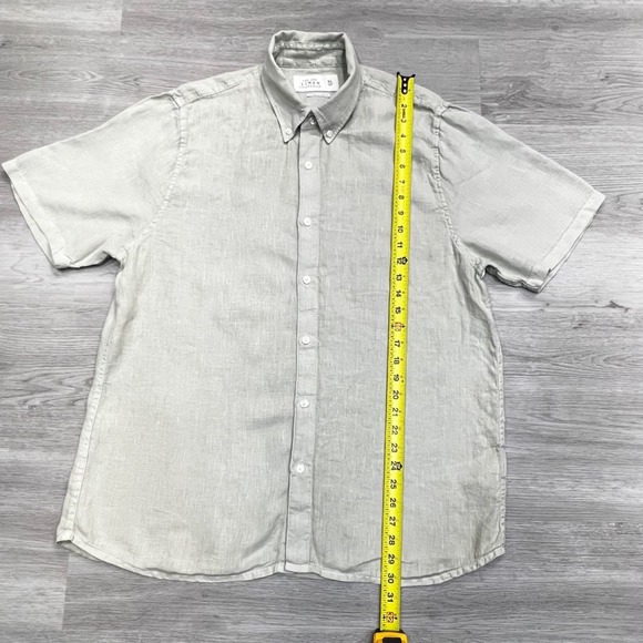 ABERCROMBIE FITCH Linen Button Down Short Sleeve Shirt Mens XL Light Beige - Picture 8 of 12